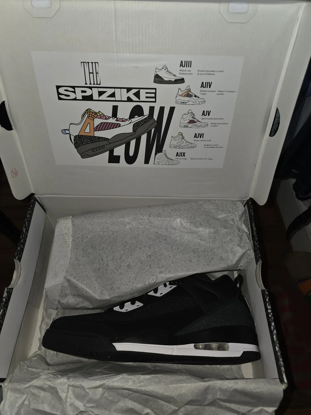 Jordan Spizike Low Oreo Black/White/Anthracite Low Top Sneaker Size 13M